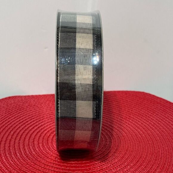 Members Mark Wired Ribbon Black and Cream Buffalo Check 50 yards NWT - Picture 2 of 4